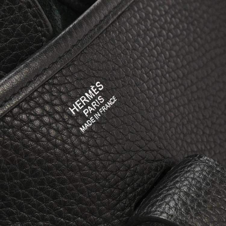 Pre Owned Hermes Evelyne III GM Black Taurillon Clemence Leather Shoulder Bag