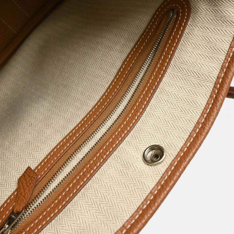 Pre Owned Hermes Garden Party 30 TPM Gold Negonda Leather Tote Bag