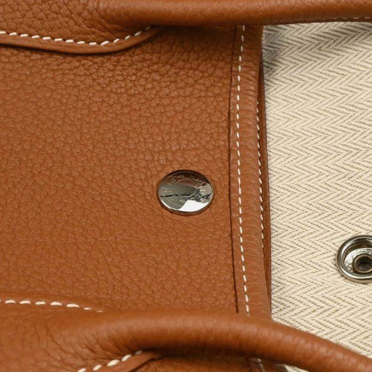 Pre Owned Hermes Garden Party 30 TPM Gold Negonda Leather Tote Bag