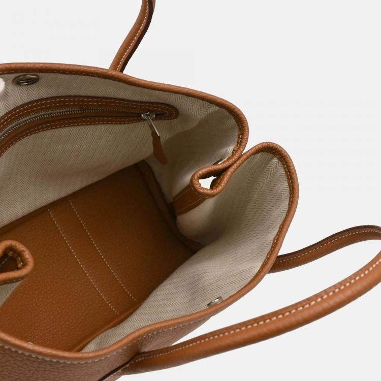 Pre Owned Hermes Garden Party 30 TPM Gold Negonda Leather Tote Bag