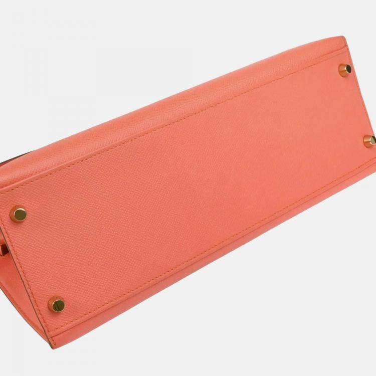 Pre Owned Hermes Kelly 32 Sellier Rouge Pivoine Epsom Leather Shoulder Bag
