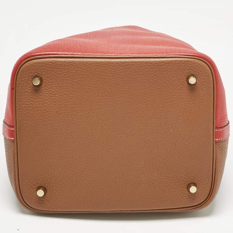 Pre Owned Hermes Gold/Rouge de Coeur Taurillon Clemence Leather Picotin Lock 22 Bag
