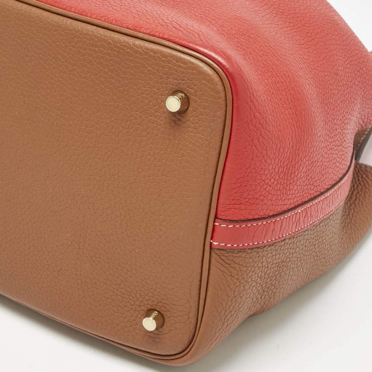 Pre Owned Hermes Gold/Rouge de Coeur Taurillon Clemence Leather Picotin Lock 22 Bag