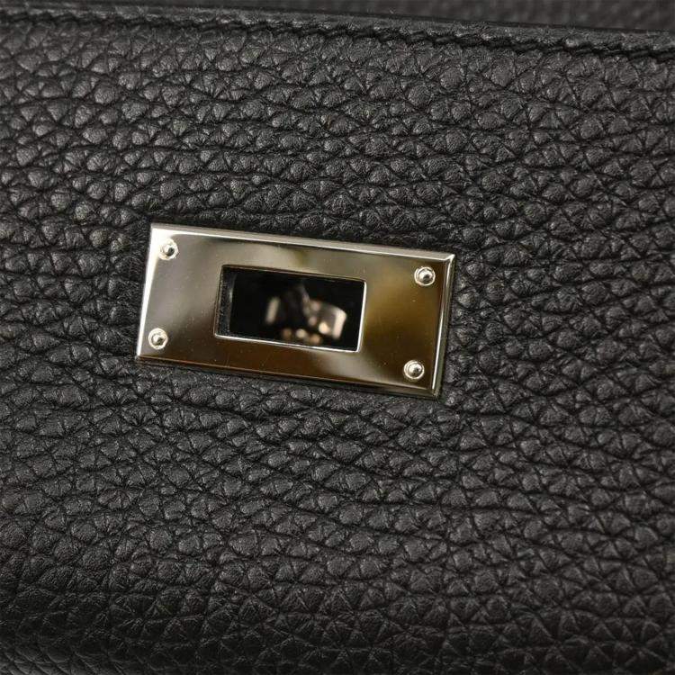 Pre Owned Hermes Kelly 32 Retourne Black Taurillon Clemence Leather Handbag