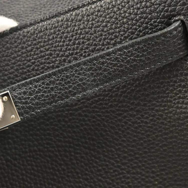 Pre Owned Hermes Kelly 32 Retourne Black Taurillon Clemence Leather Handbag