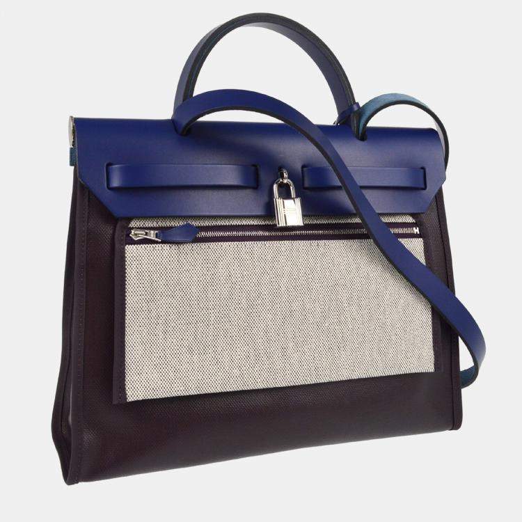 Pre Owned Hermes Navy Herbag Zip 31 PM 2way Handbag