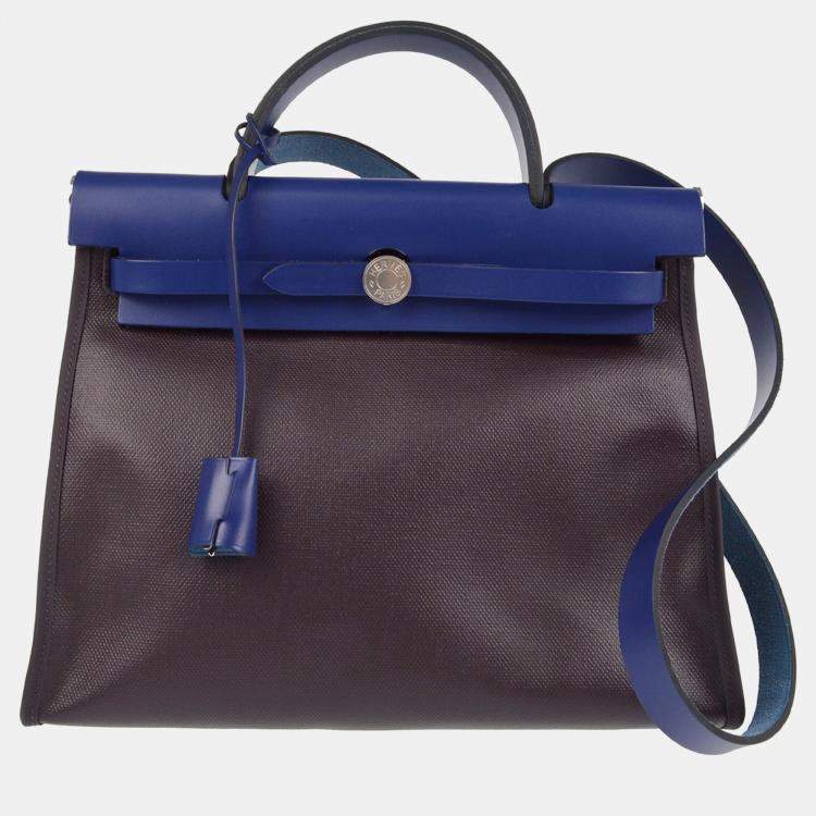 Pre Owned Hermes Navy Herbag Zip 31 PM 2way Handbag