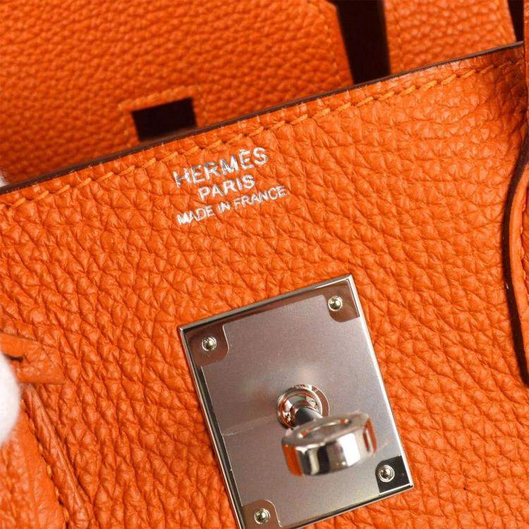 Pre Owned Hermes Birkin 30 Orange Togo Leather Tote Bag