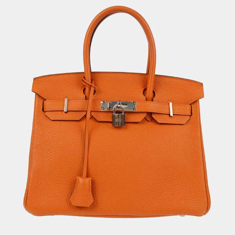 Pre Owned Hermes Birkin 30 Orange Togo Leather Tote Bag