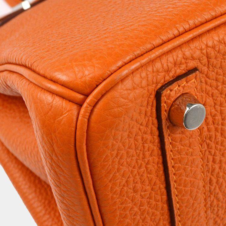 Pre Owned Hermes Birkin 30 Orange Togo Leather Tote Bag