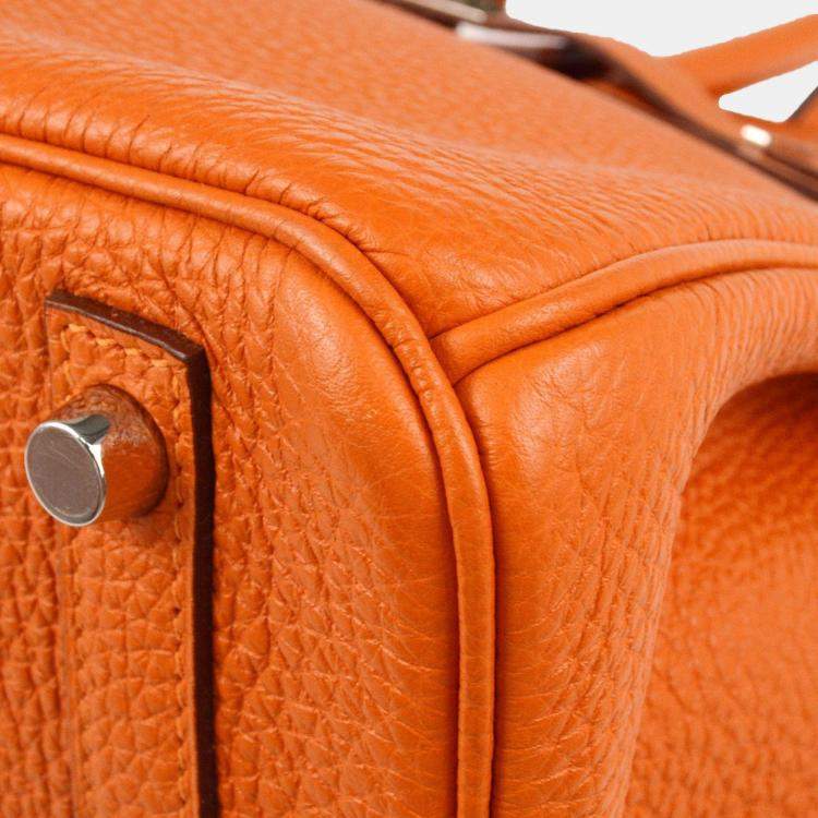Pre Owned Hermes Birkin 30 Orange Togo Leather Tote Bag