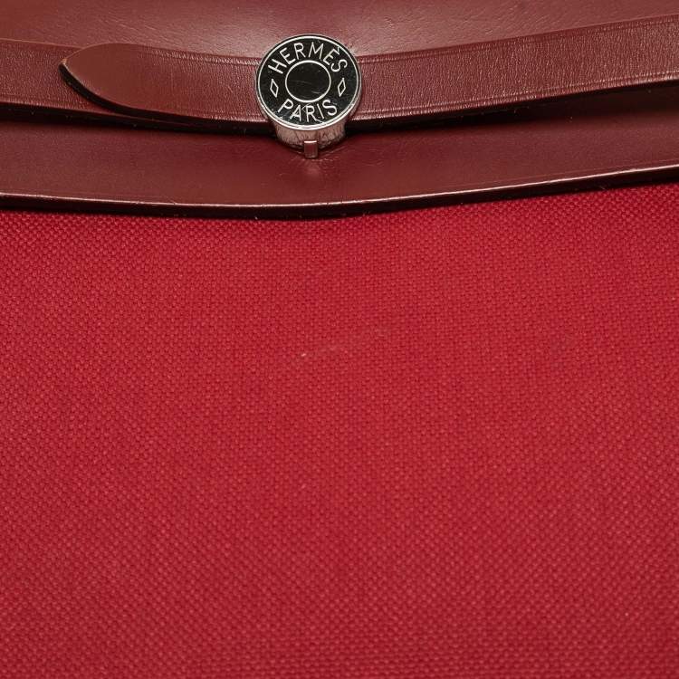 Pre Owned Hermes Rouge Grenat/Rouge H Toile and Vache Hunter Herbag Zip 31 Bag
