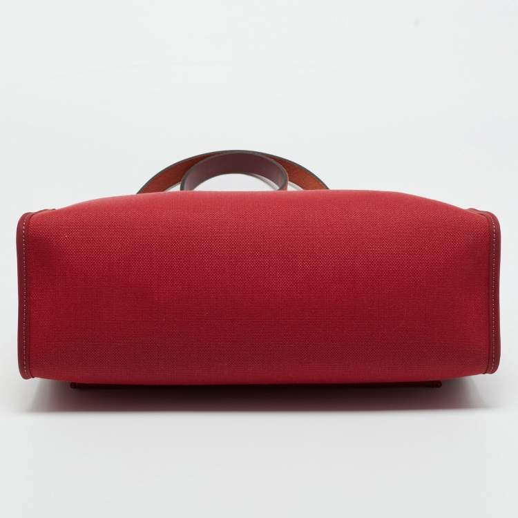 Pre Owned Hermes Rouge Grenat/Rouge H Toile and Vache Hunter Herbag Zip 31 Bag