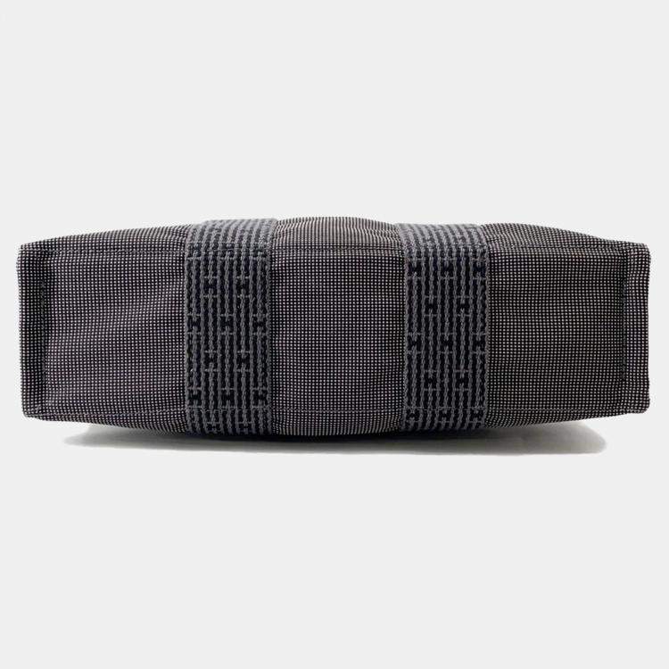 Pre Owned Hermes Herline PM Gray Nylon Canvas Tote Bag