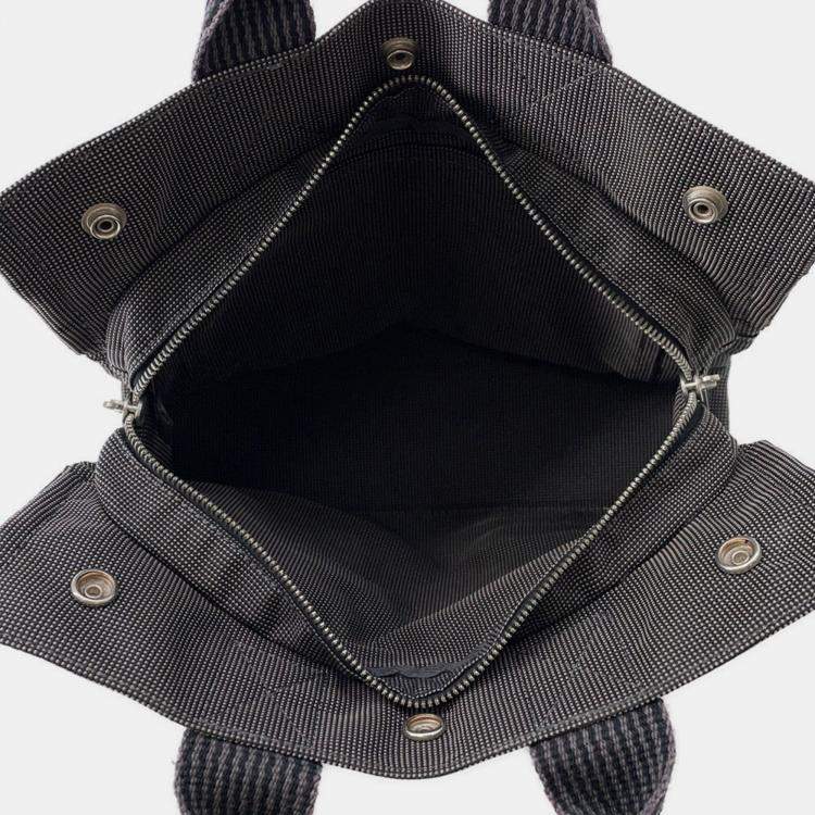 Pre Owned Hermes Herline PM Gray Nylon Canvas Tote Bag