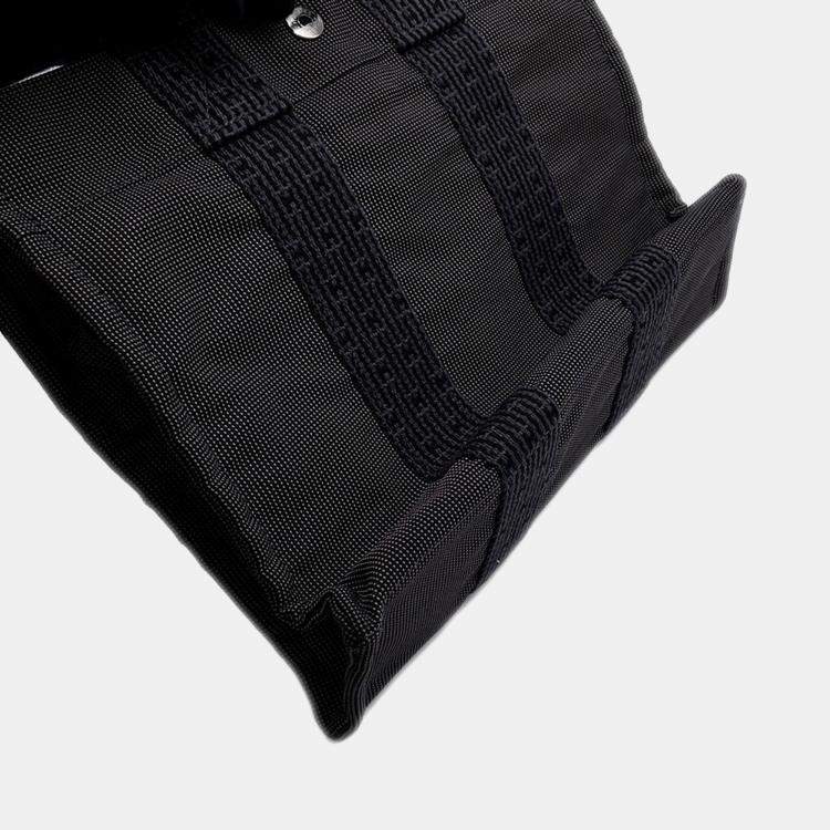 Pre Owned Hermes Herline PM Gray Nylon Canvas Tote Bag