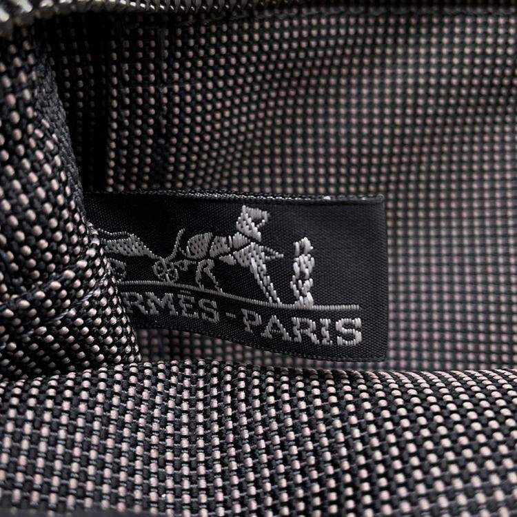 Pre Owned Hermes Herline PM Gray Nylon Canvas Tote Bag
