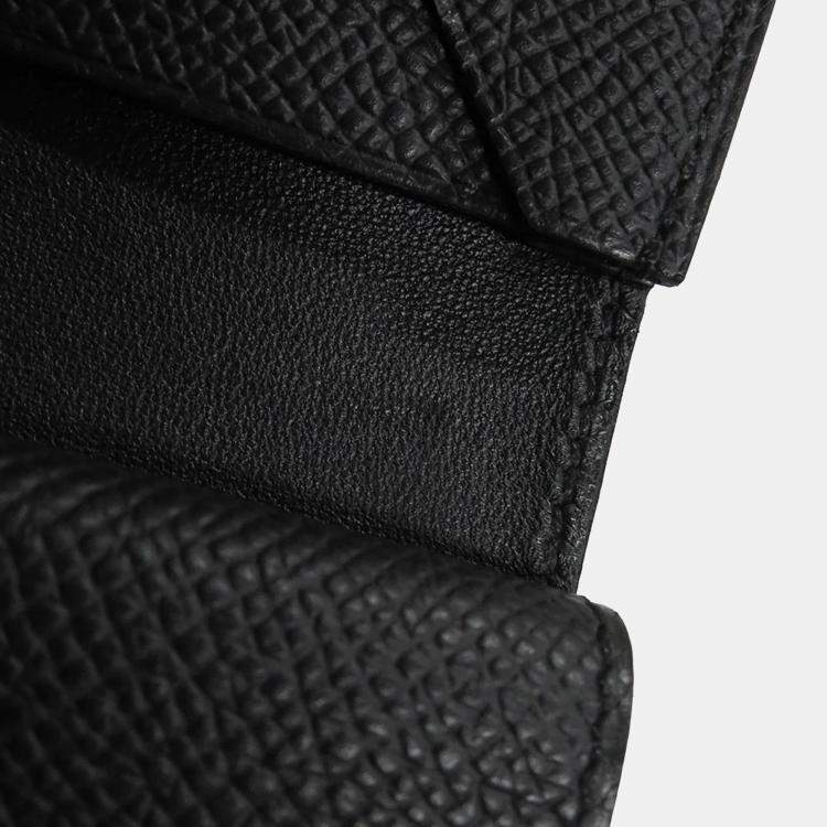 Pre Owned Hermes Bearn Mini Black Epsom Leather Wallet