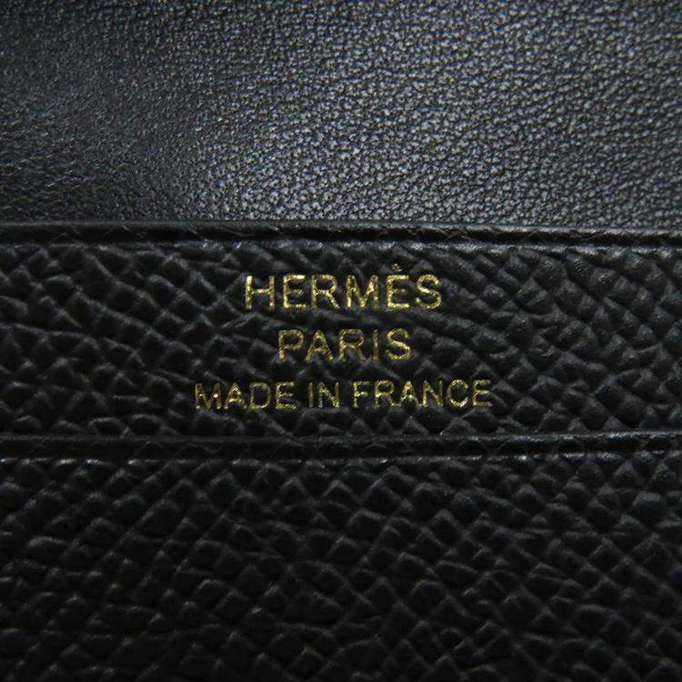 Pre Owned Hermes Bearn Mini Black Epsom Leather Wallet