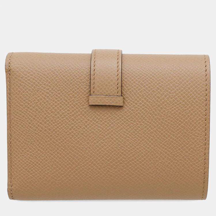 Pre Owned Hermes Bearn Compact Chai/Mauve Silvestre Epsom Leather Wallet