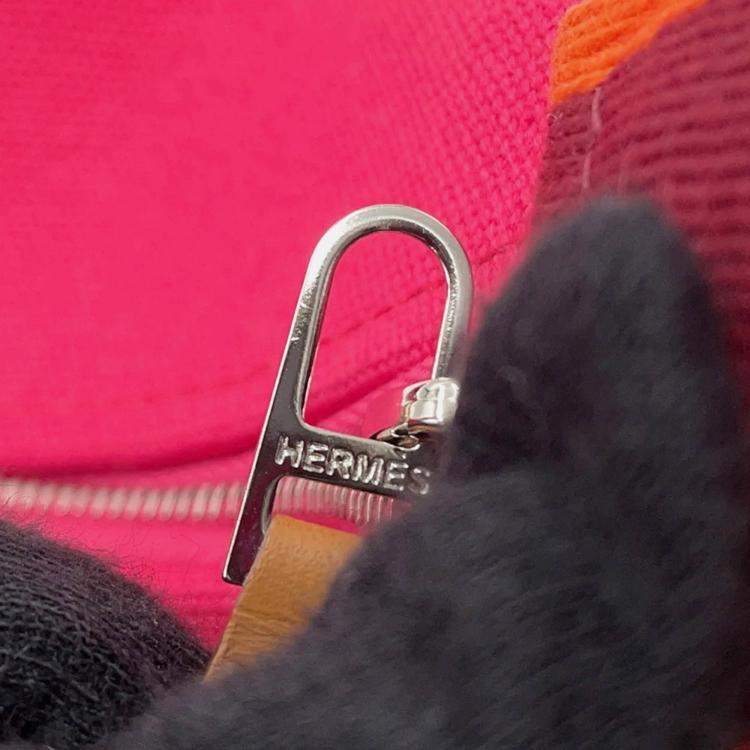 Pre Owned Hermes Bride-a-Brac PM Hibiscus Canvas Pouch