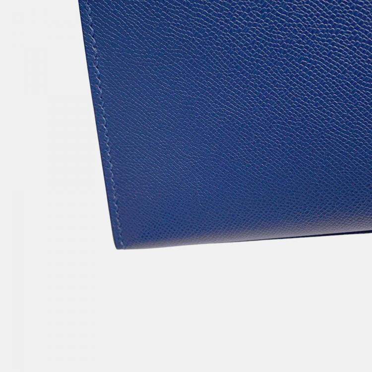 Pre Owned Hermes Kelly 25 Blue Tie Veau Madame Leather Shoulder Bag