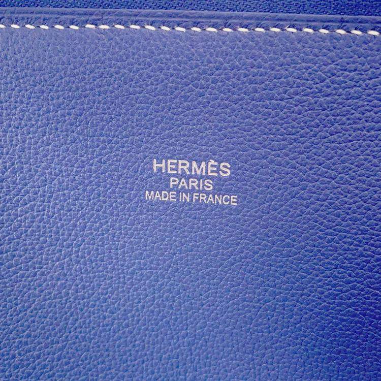 Pre Owned Hermes Bolide 45 Blue Brighton Taurillon Nobillo Leather Travel Bag