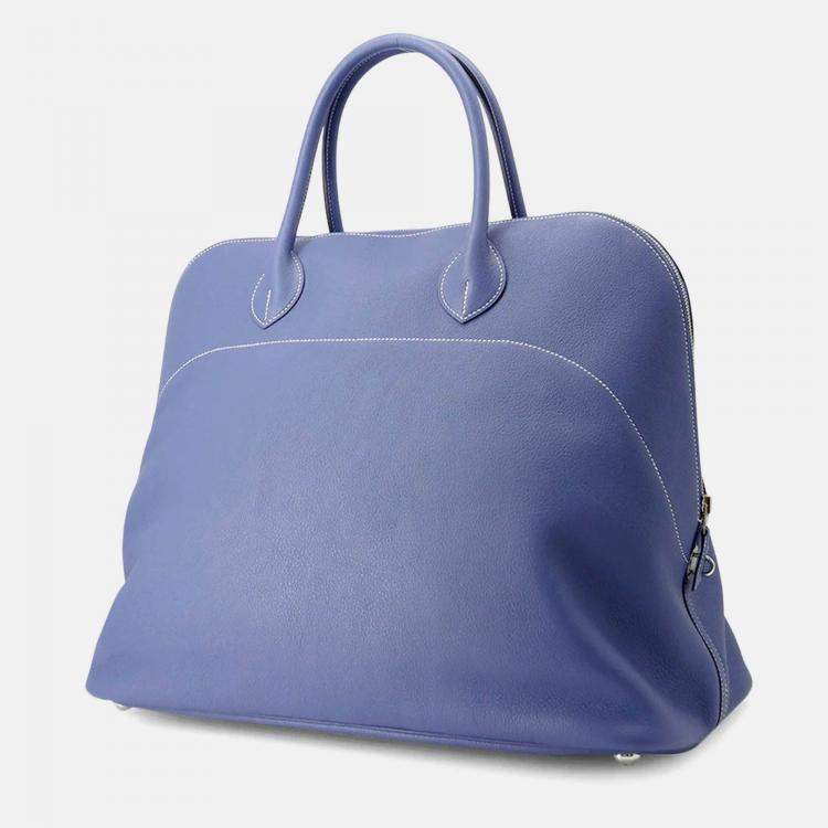 Pre Owned Hermes Bolide 45 Blue Brighton Taurillon Nobillo Leather Travel Bag