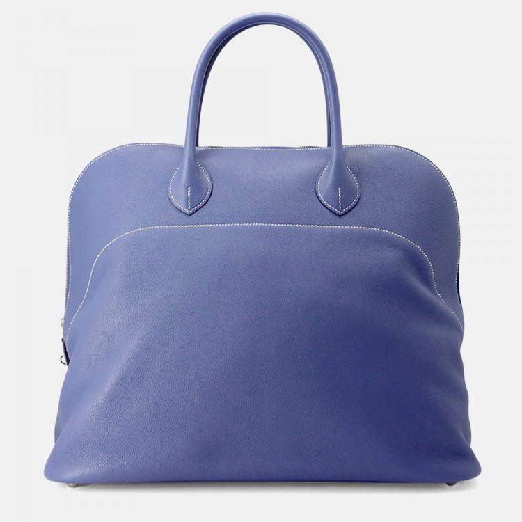 Pre Owned Hermes Bolide 45 Blue Brighton Taurillon Nobillo Leather Travel Bag