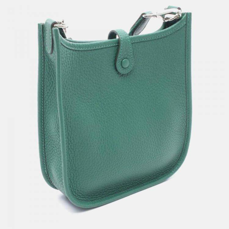 Pre Owned Hermes Evelynetpm Green Leather Handbag