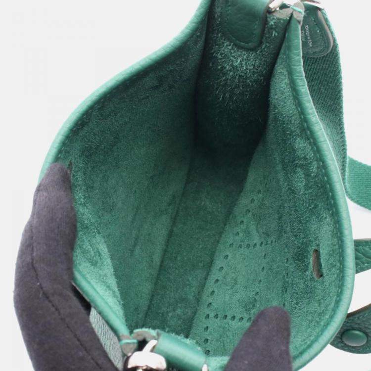 Pre Owned Hermes Evelynetpm Green Leather Handbag