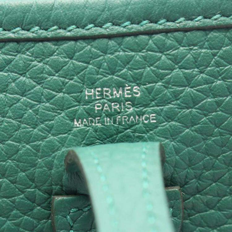 Pre Owned Hermes Evelynetpm Green Leather Handbag