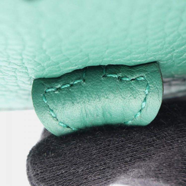 Pre Owned Hermes Evelynetpm Green Leather Handbag