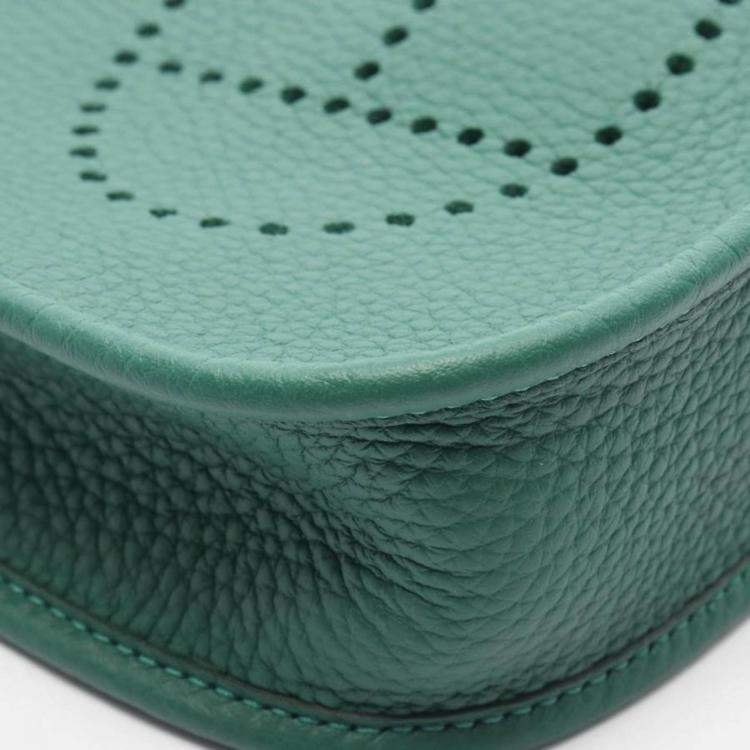 Pre Owned Hermes Evelynetpm Green Leather Handbag