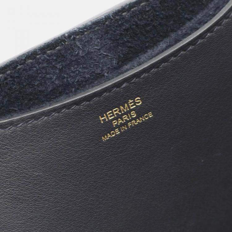 Pre Owned Hermes In The Loop 23 Caban Navy Blue Leather Handbag