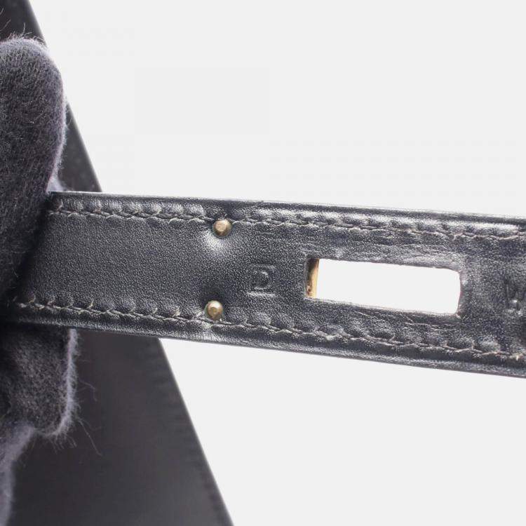 Pre Owned Hermès Kelly 32 Black Calf  Box Leather GHW Outside Stitch Handbag