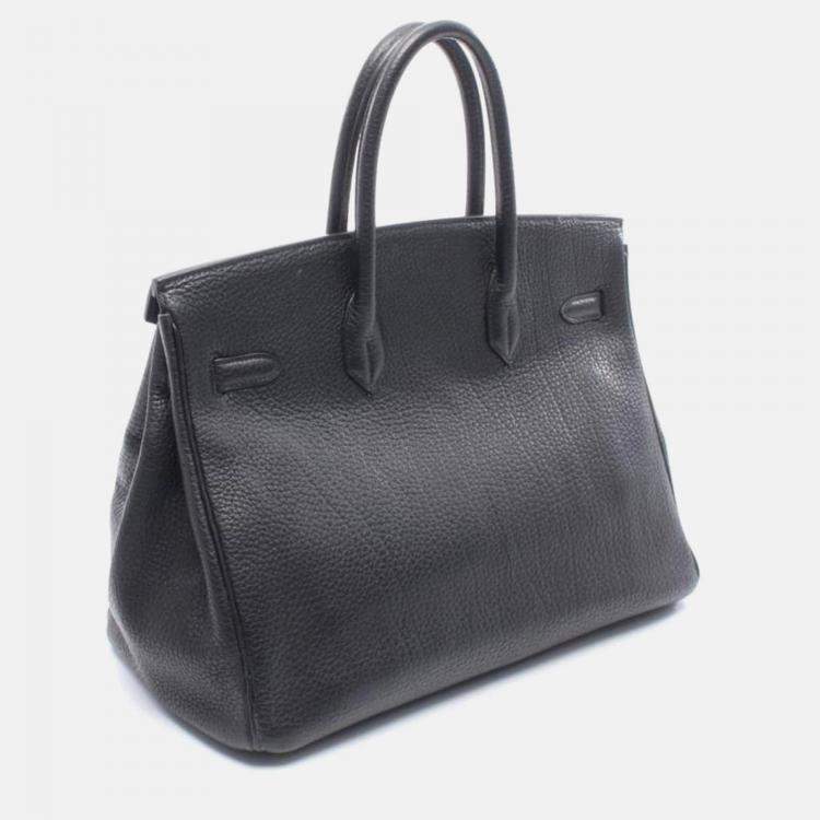 Pre Owned Hermes Birkin 35 Black Leather Handbag