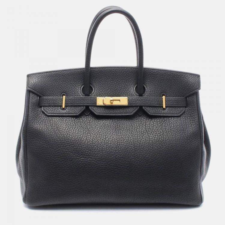 Pre Owned Hermes Birkin 35 Black Leather Handbag