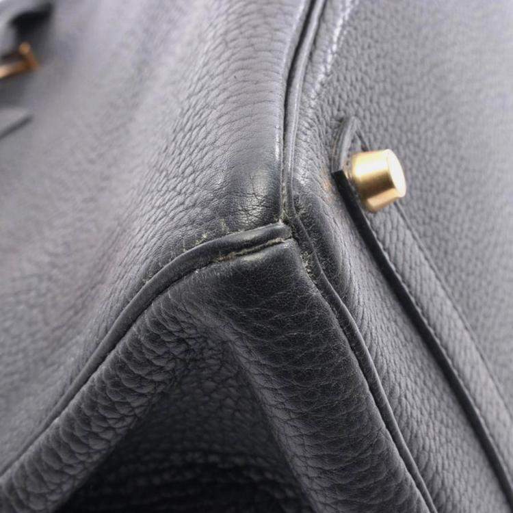 Pre Owned Hermes Birkin 35 Black Leather Handbag