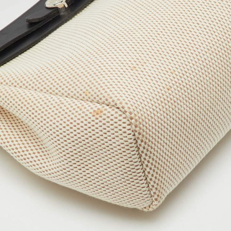 Pre Owned Hermès Black/Beige Toile Quadrille Herbag Zip 31 Bag
