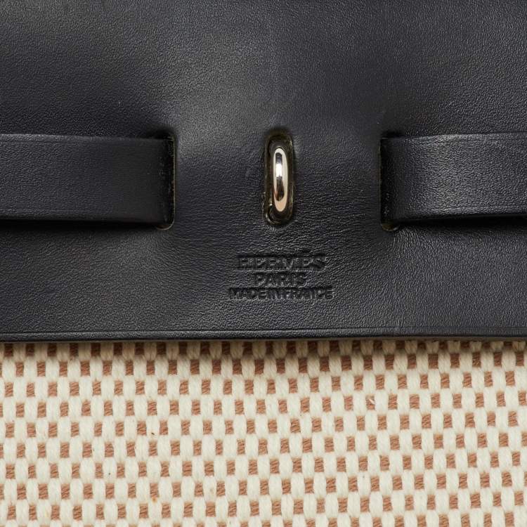Pre Owned Hermès Black/Beige Toile Quadrille Herbag Zip 31 Bag