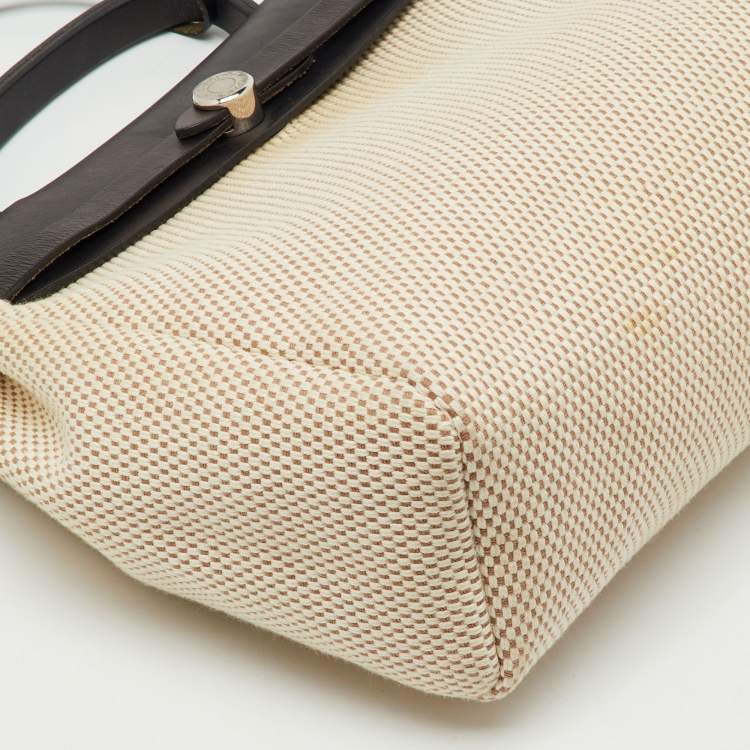 Pre Owned Hermes Black/Beige Toile and Vache Hunter Herbag Zip 31 Bag