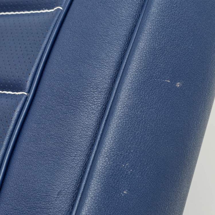 Pre Owned Hermes Bleu Saphir Swift Leather Palladium Finish Berline 28 Bag