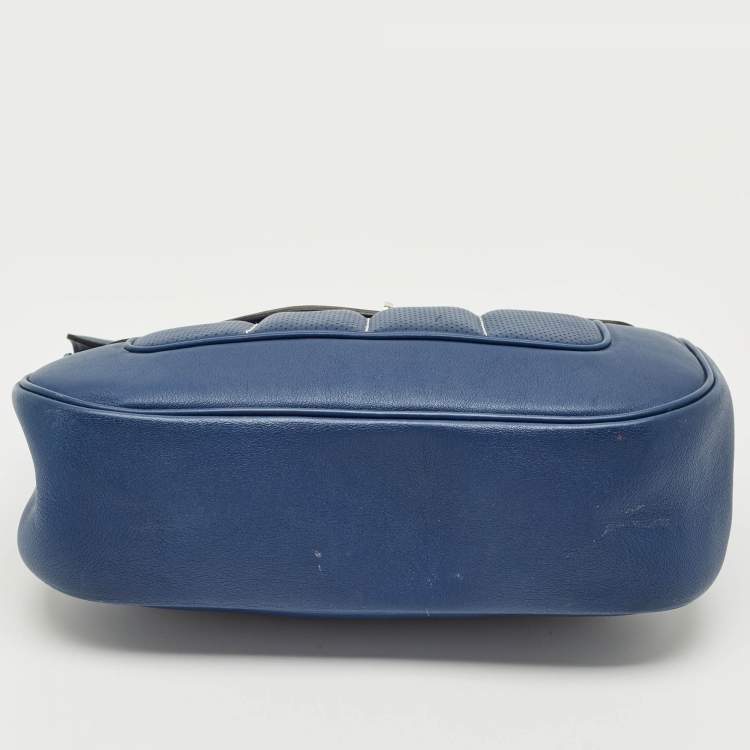Pre Owned Hermes Bleu Saphir Swift Leather Palladium Finish Berline 28 Bag