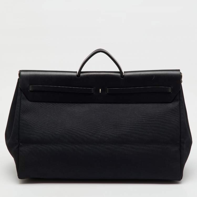 Pre Owned Hermes Black Canvas and Leather Herbag 50 Bag