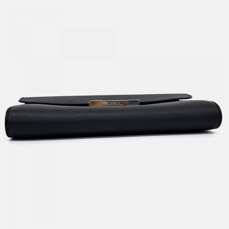Pre Owned Hermes Black Leather Constance Long To Go