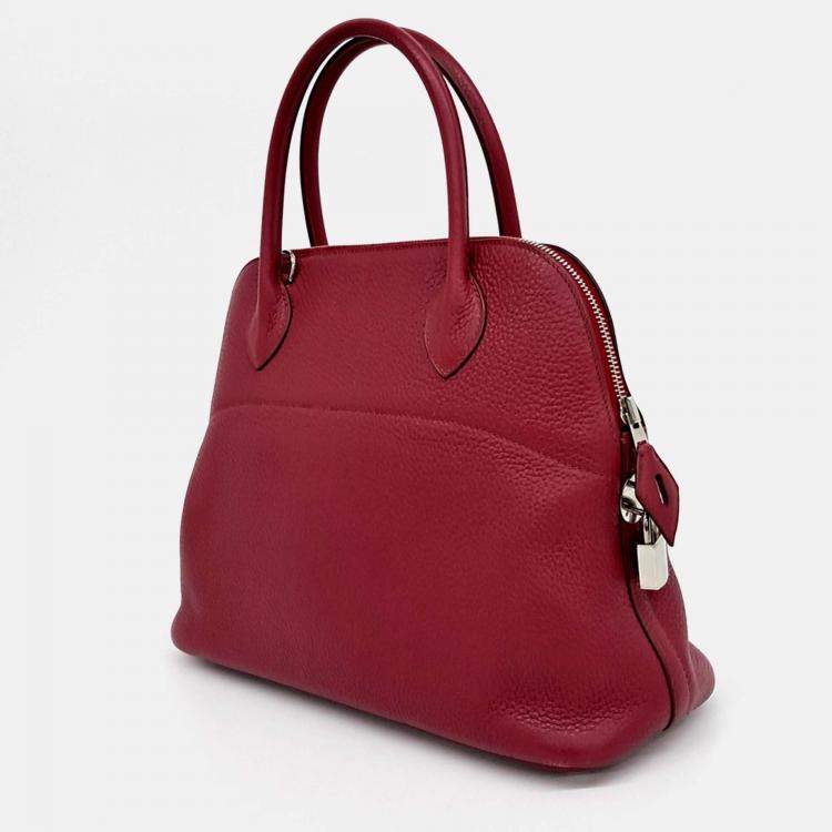 Pre Owned Hermes Bolide 31 Red Leather Bag