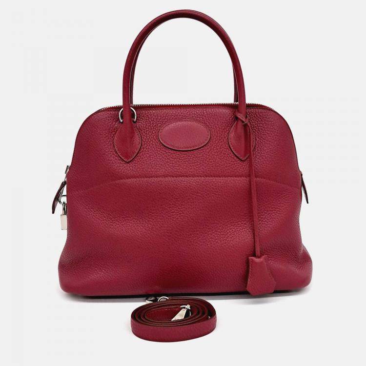 Pre Owned Hermes Bolide 31 Red Leather Bag