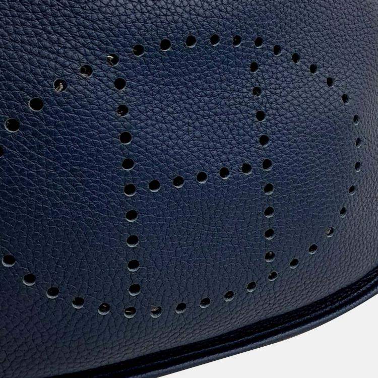 Pre Owned Hermes Evelyn 29 Blue Leather Bag 