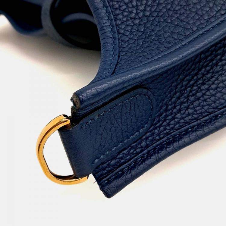 Pre Owned Hermes Evelyn 29 Blue Leather Bag 
